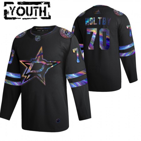 Dallas Stars Braden Holtby 70 2021-22 Iriserend holografisch Zwart Authentic Shirt - Kinderen
